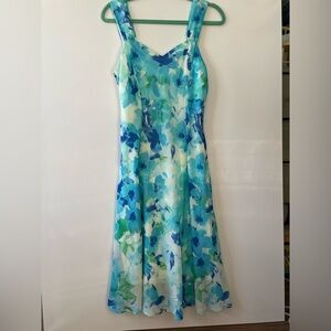 Connected‎ Apparel Blue Floral Chiffon Sundress size 12